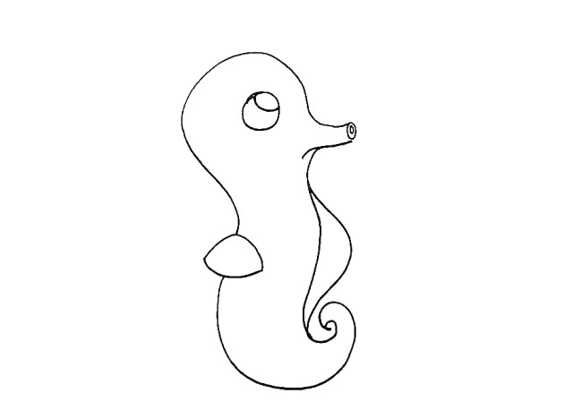 步骤7：在头部中间位置.画出它圆圆的大眼睛。