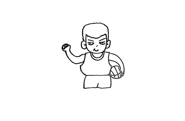 步骤12：再在另一侧画出向我们招手的手臂。