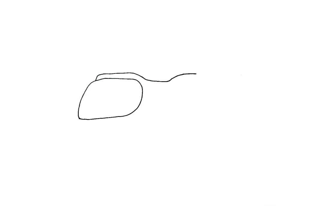 步骤2：在画一条弯曲的弧线代替机身的顶部。