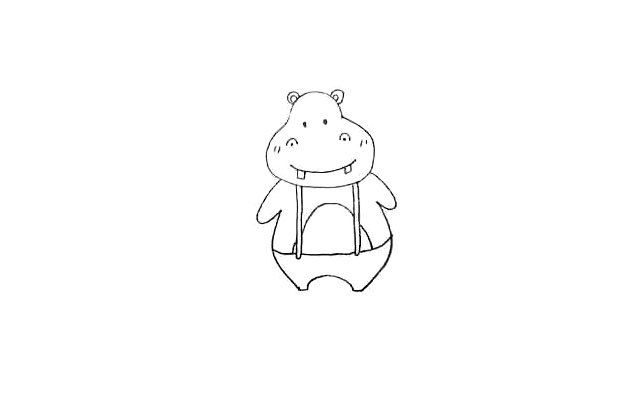 步骤12：把它圆鼓鼓的肚皮也给画出来。