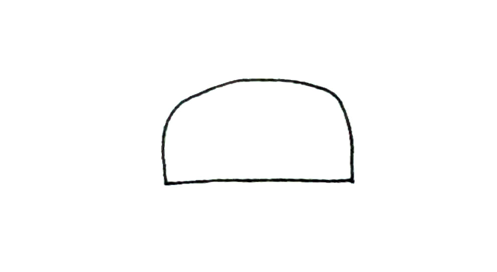 步骤1：在纸上先画上半个椭圆形的感觉。