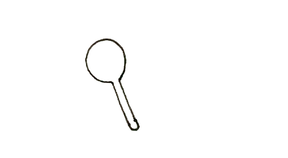 步骤2：下面连接起来，上面画上一个大的椭圆形。