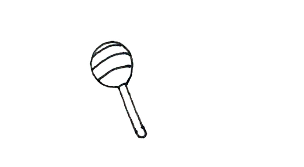 步骤3：然后在椭圆形里面画上弧线。