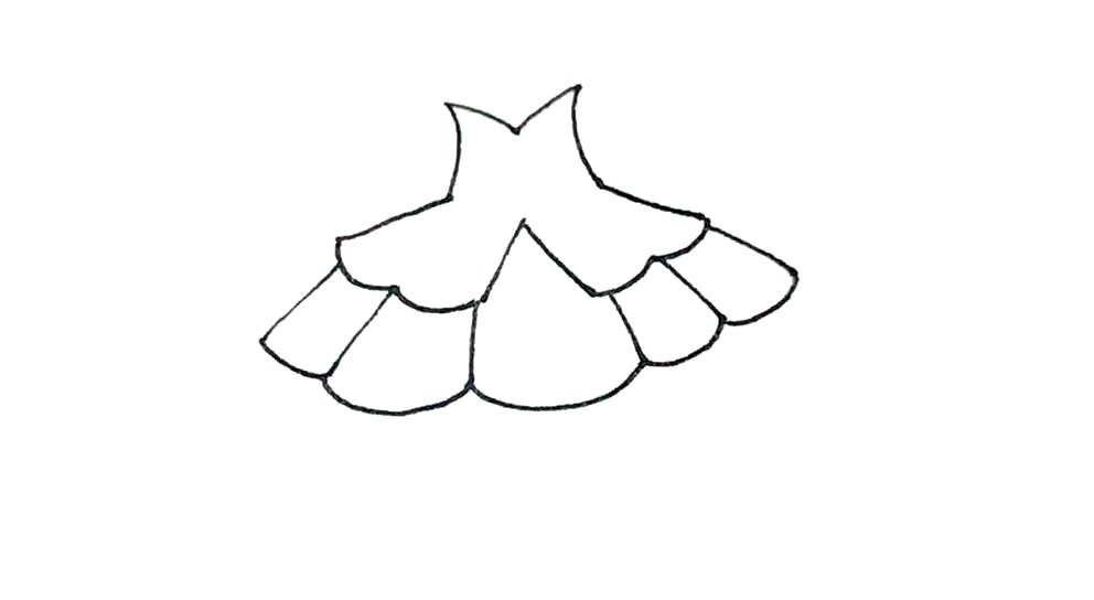 步骤5：接着也用弧线连接起来。