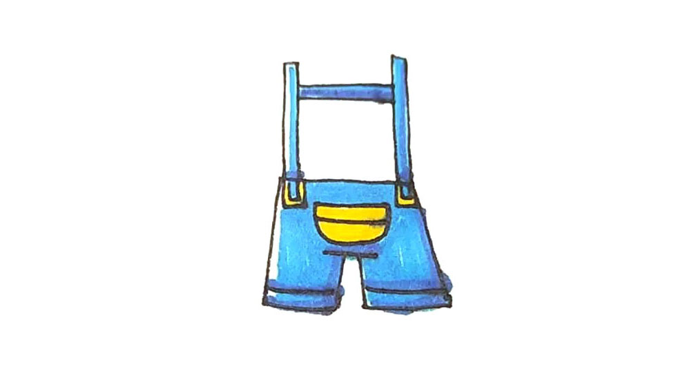 背带裤简笔画教程