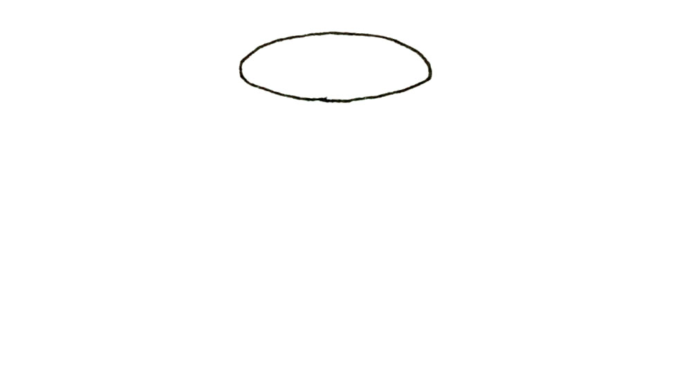 步骤1：先画上一个椭圆形。