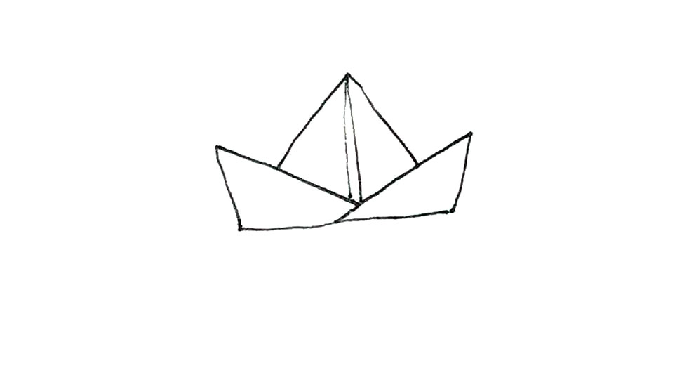 步骤3：然后再画上一个三角形，中间画下来两条竖线。