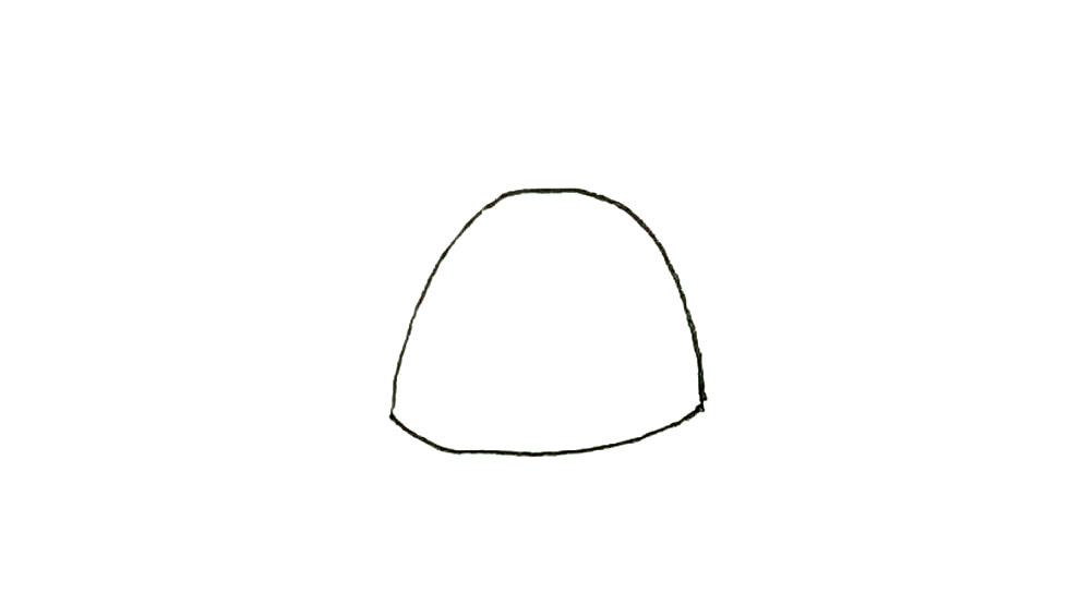 步骤1：先画上一个半圆，用弧线链接起来。