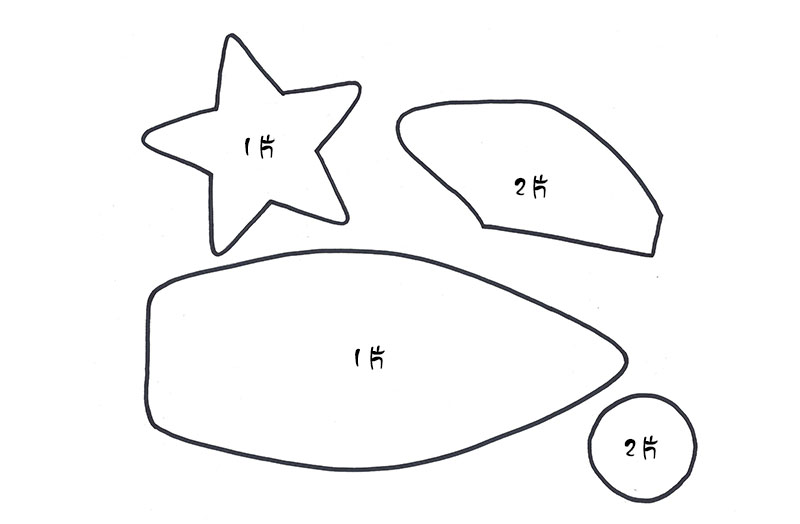 步骤1：先用纸画出火箭的部件轮廓线条。如下图：