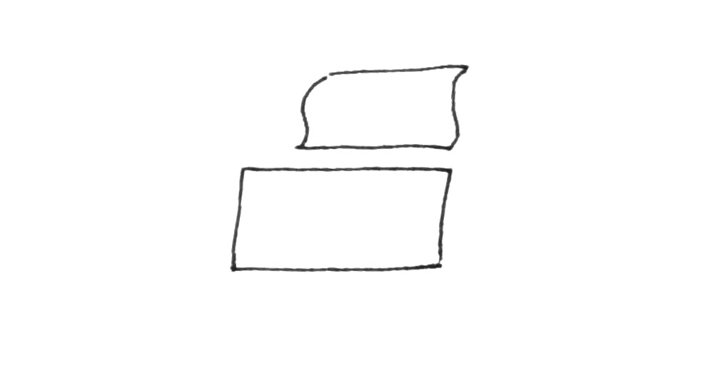 步骤2：上面画上两条波浪线连接起来。