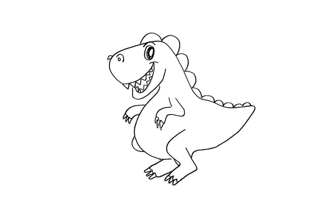 步骤10：用波浪线画出恐龙背上的骨板。