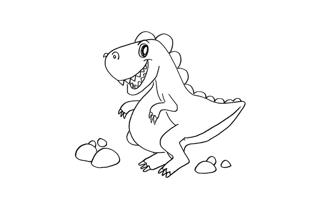 步骤12：然后在周围画一些石块装饰一下。