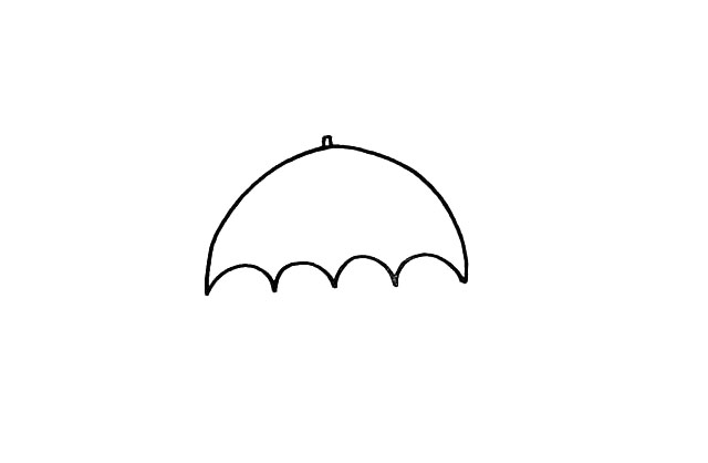 步骤3：在顶部画出雨伞的伞尖。