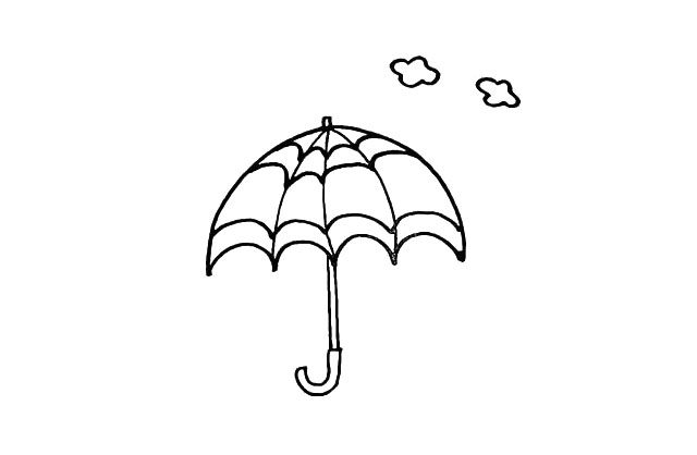 步骤7：我们在顶部画出两朵白云。