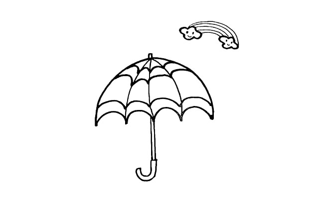 步骤9：再给白云上画上可爱的表情。