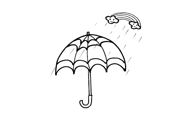 步骤10：画出线条表示从天而下的雨滴。