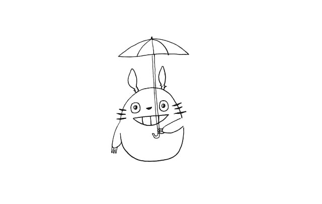 步骤6：原来是拿了把雨伞.同学们要仔细观察。