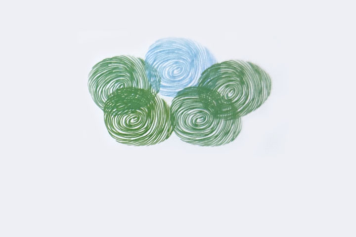 步骤2：印几个指印作树冠。