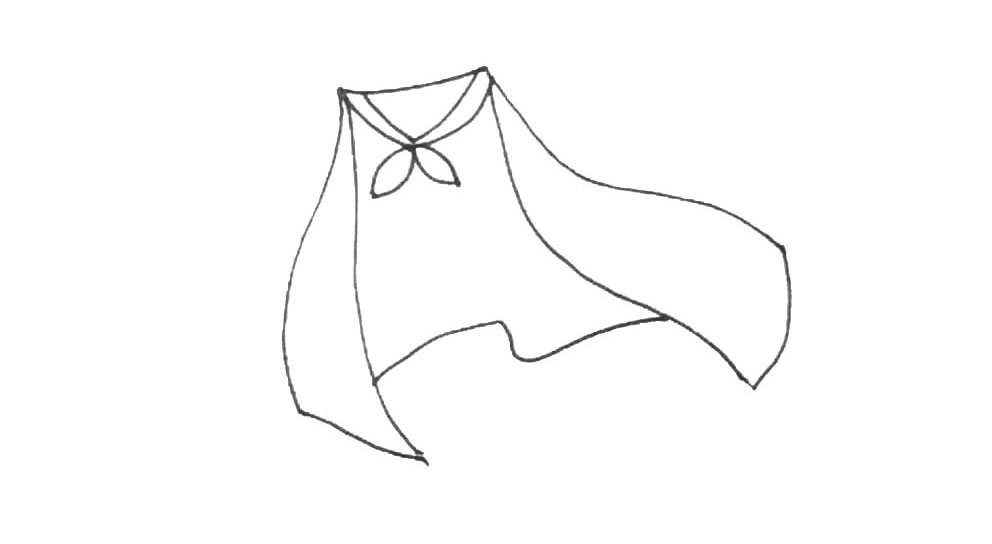 步骤4：然后用弧线和波浪线连接起来，注意位置。