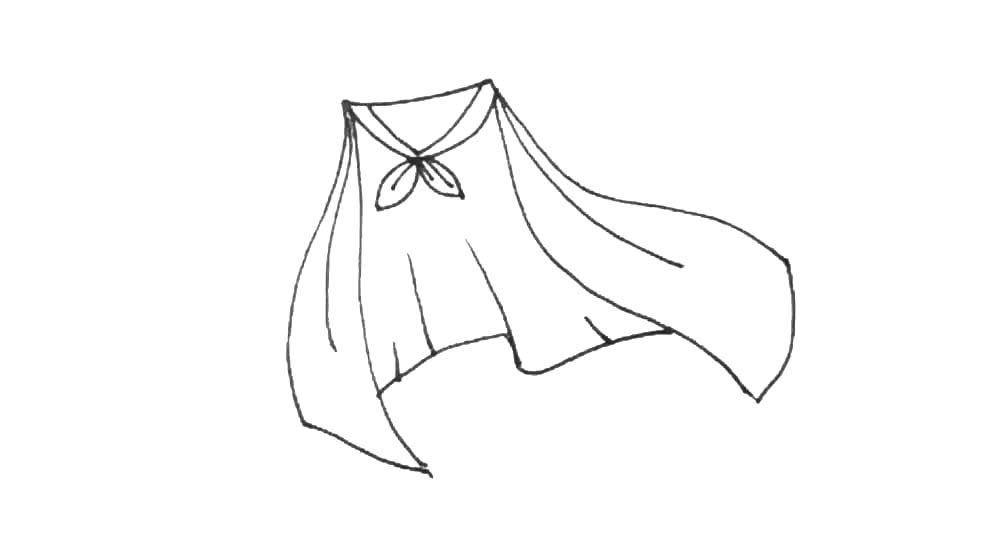 步骤5：接着我们画上一些短弧线作为褶皱。