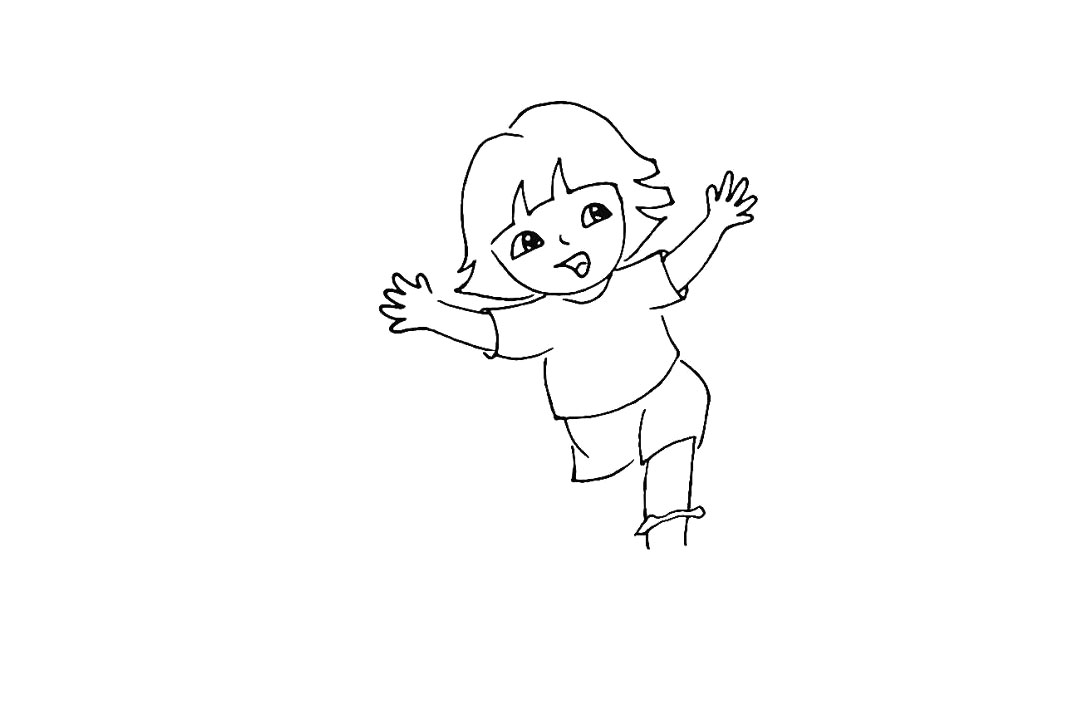 步骤14：画出剩下的被袜子包裹的腿部。