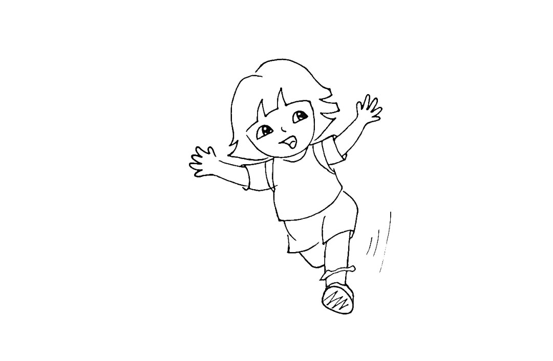 步骤20：在肩膀上画出两条背包的肩带。