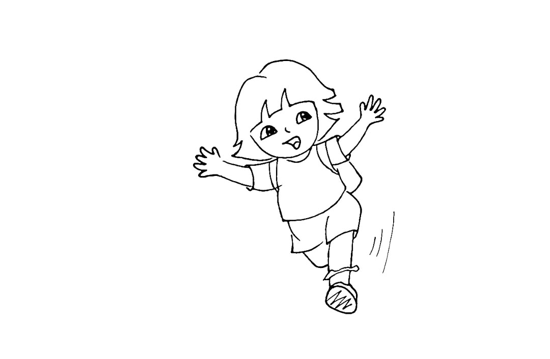 步骤21：向后画出背包的一角。