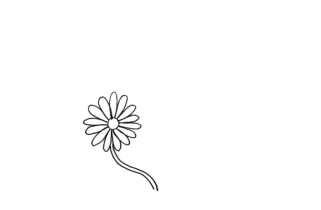 步骤3：接着画出它长长的花茎。