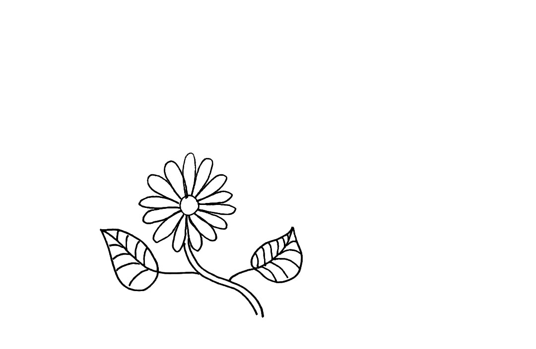 步骤4：画出两侧的叶子以及叶子的纹理。