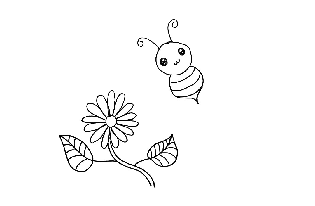 步骤9：再用字母`W`形状画出它的小嘴巴。