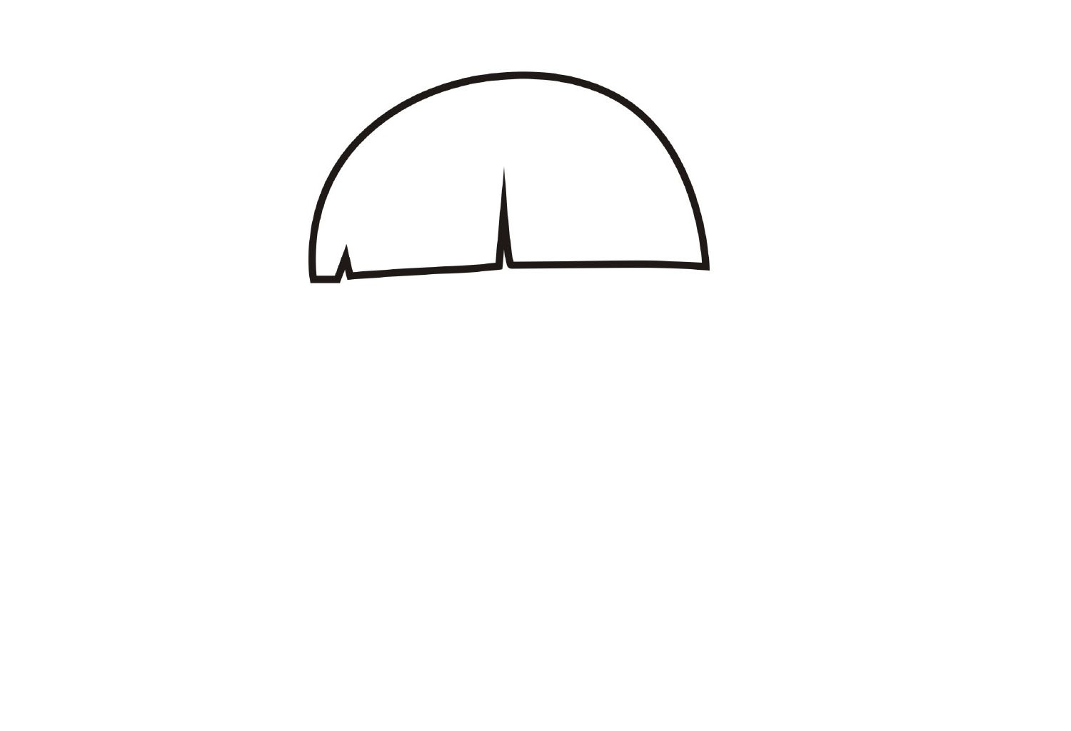 步骤1：先画一个半圆,完善小哪吒的刘海。