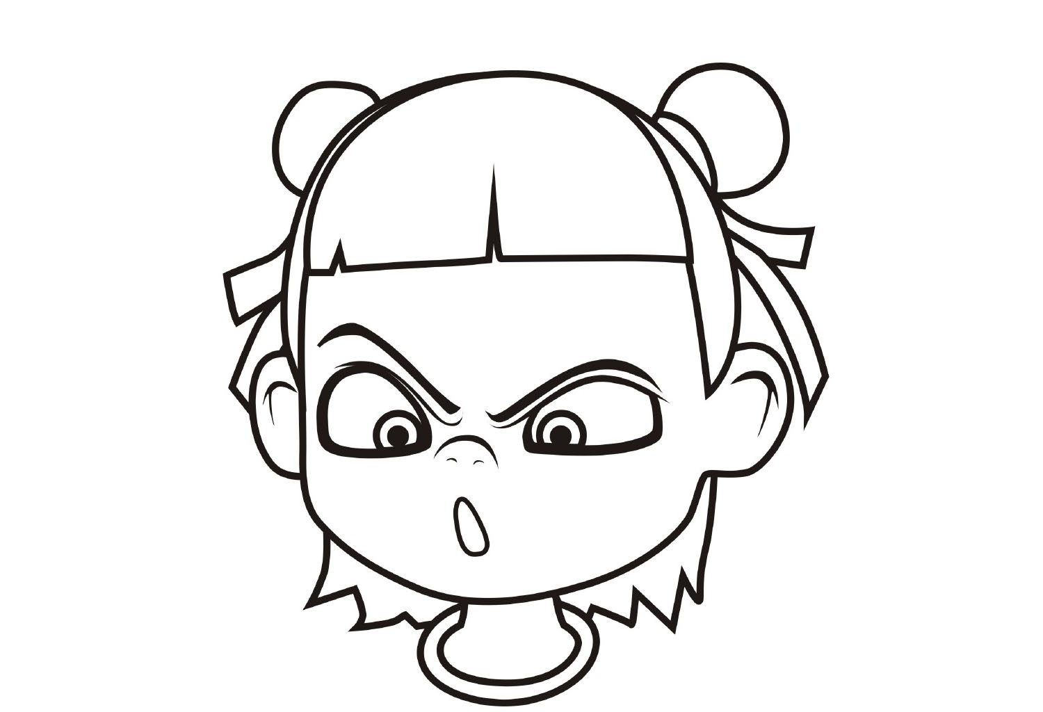 步骤6：画小哪吒后面的一点头发和脖子、项圈。