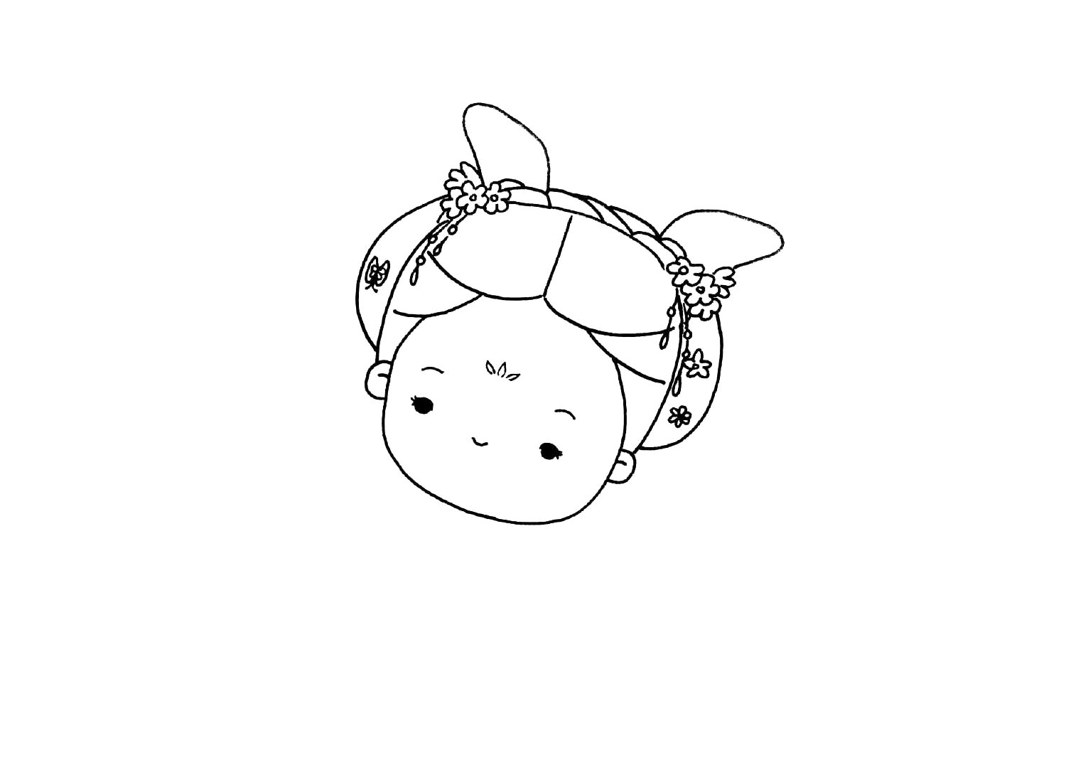 步骤5：画小女孩的五官。