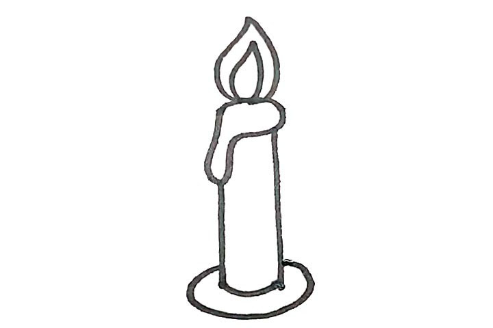 步骤4：下面再画上一个椭圆形作为烛台。