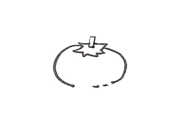 步骤3：下面，画上一个椭圆形，但注意中间不要连接起来。