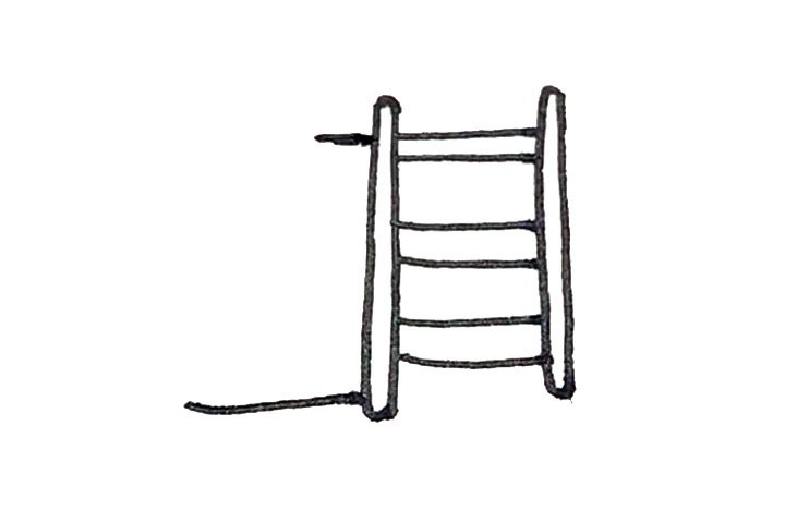 步骤4：左边先画上一长一短你两条横线。