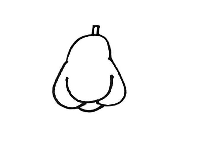 步骤4：下面再画上一条弧线，以及上面画上一个小的长方形枝条。