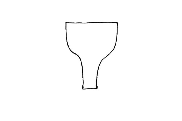 步骤1：先画上一条横线，左右两边对称的画下来一条曲线连接起来。