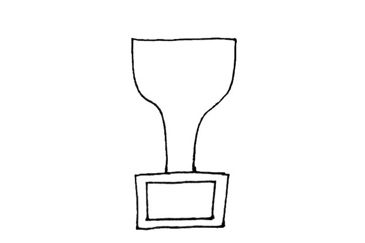 步骤2：在下面给奖杯画上一个方形的底座，里面再画一个方形增加层次。