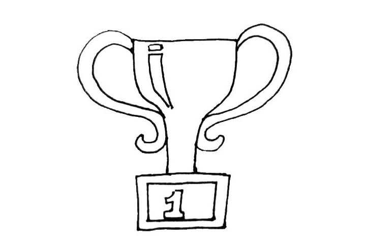 步骤4：奖杯里面，画上一点高光，底座上还能写上一个“1”代表名次。