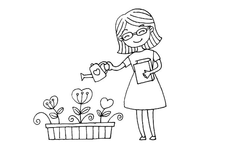 步骤6：接着画出地面上的一盆花