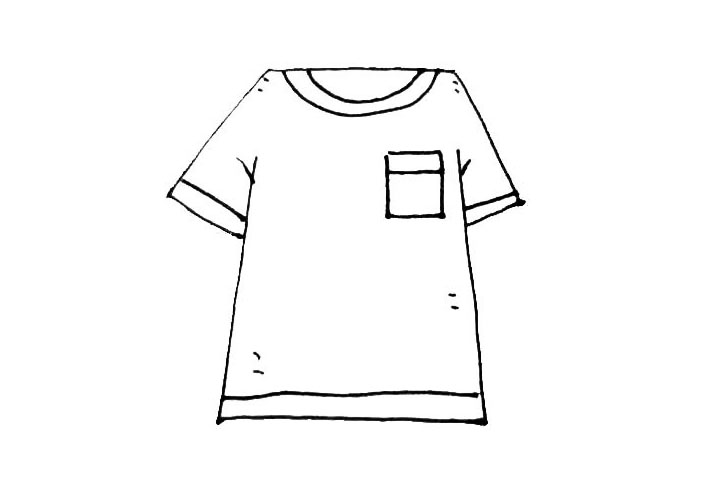 步骤5：下摆的地方加上一条横线作为装饰，并在身上画上一些装饰点线。