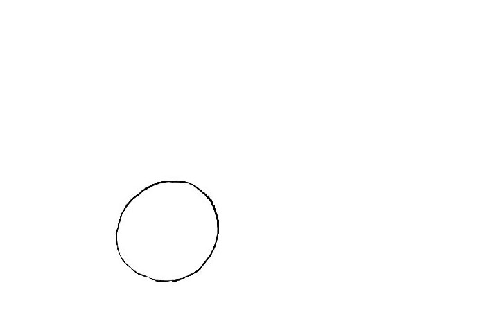 步骤1：先画上一个圆圆的轮子。