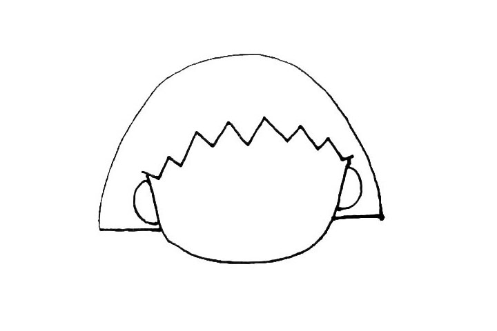 步骤3：用小折线画出前额的头发。