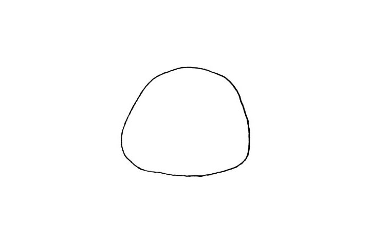 步骤1：先画上一个椭圆形作为小鸡的主体。