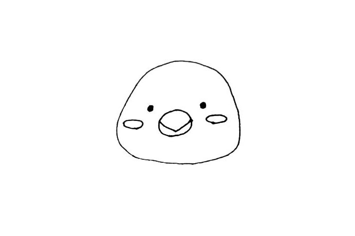 步骤3：再点上两个小眼睛，下面画上两个椭圆形的红晕。