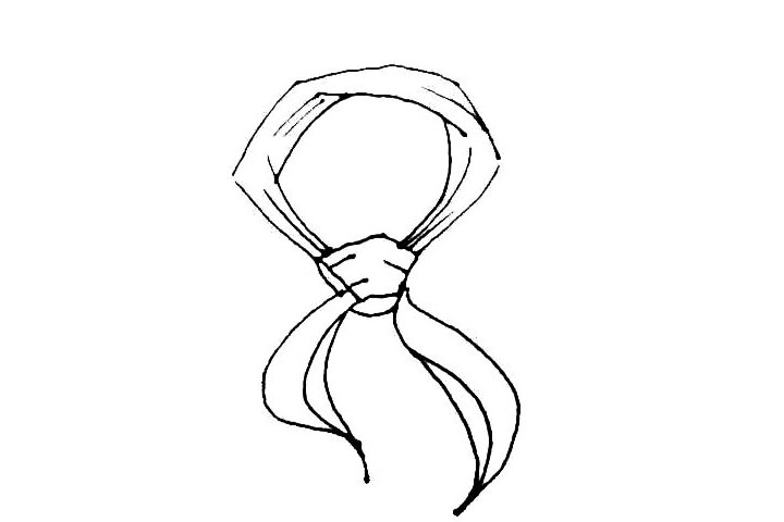 步骤6：右边也是一样的画法，并给红领巾的结上画上一些布纹。