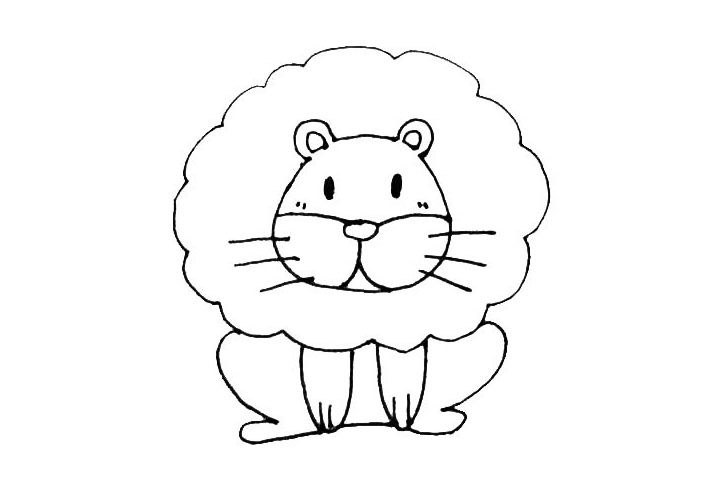 步骤7：爪子后面再画两段弧线，注意弧的大小区别，作为后腿。