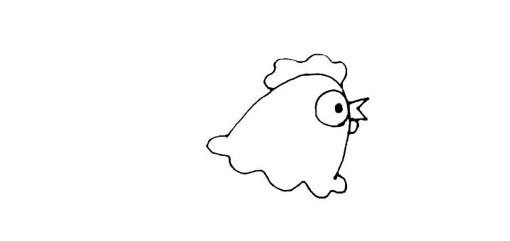 步骤4：在头上，用波浪线画出母鸡的鸡冠。