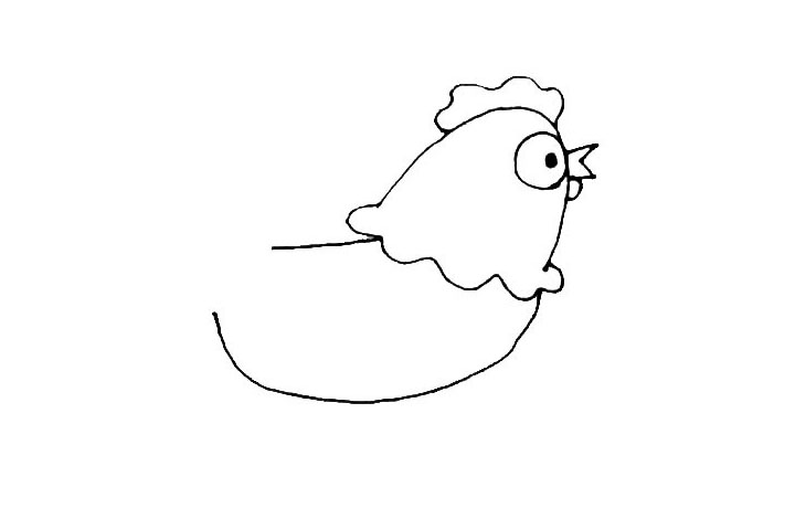 步骤5：在头下，画上一个大的半圆形，但在左边稍微留下一个缺口。